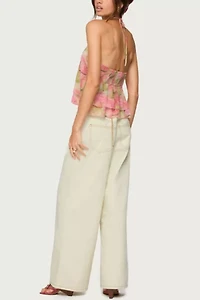 Edikted Dragon Lily Layered Chiffon Halter Top