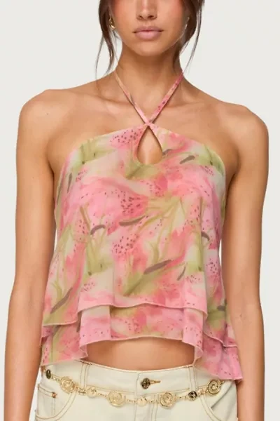 Edikted Dragon Lily Layered Chiffon Halter Top