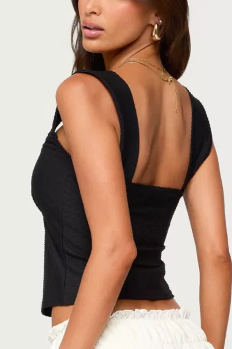 Edikted Leya Textured Keyhole Top