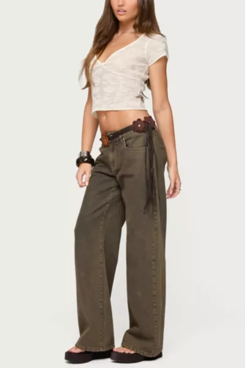 Edikted Kristal Twist Front V Neck Top