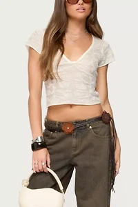 Edikted Kristal Twist Front V Neck Top
