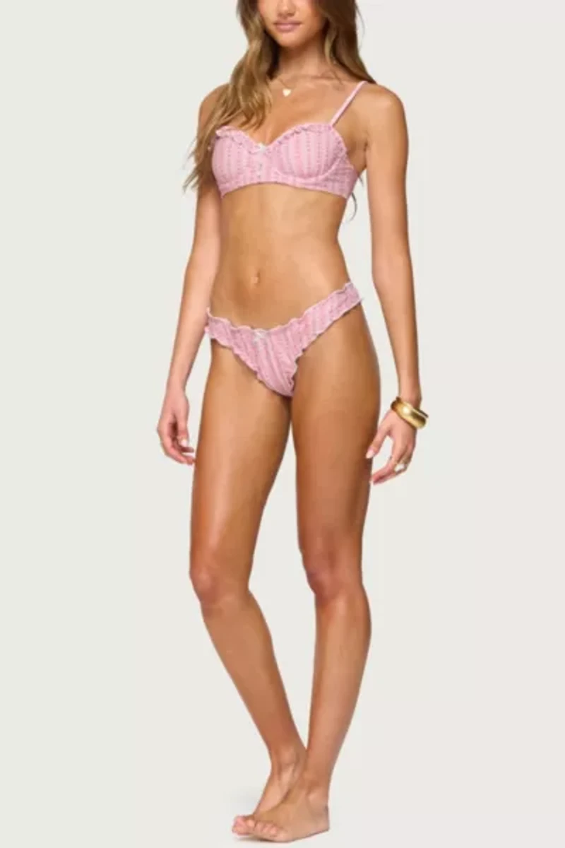 Edikted Pip Striped Ruffle Cupped Bikini Top