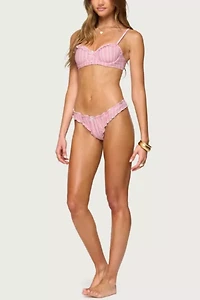Edikted Pip Striped Ruffle Cupped Bikini Top