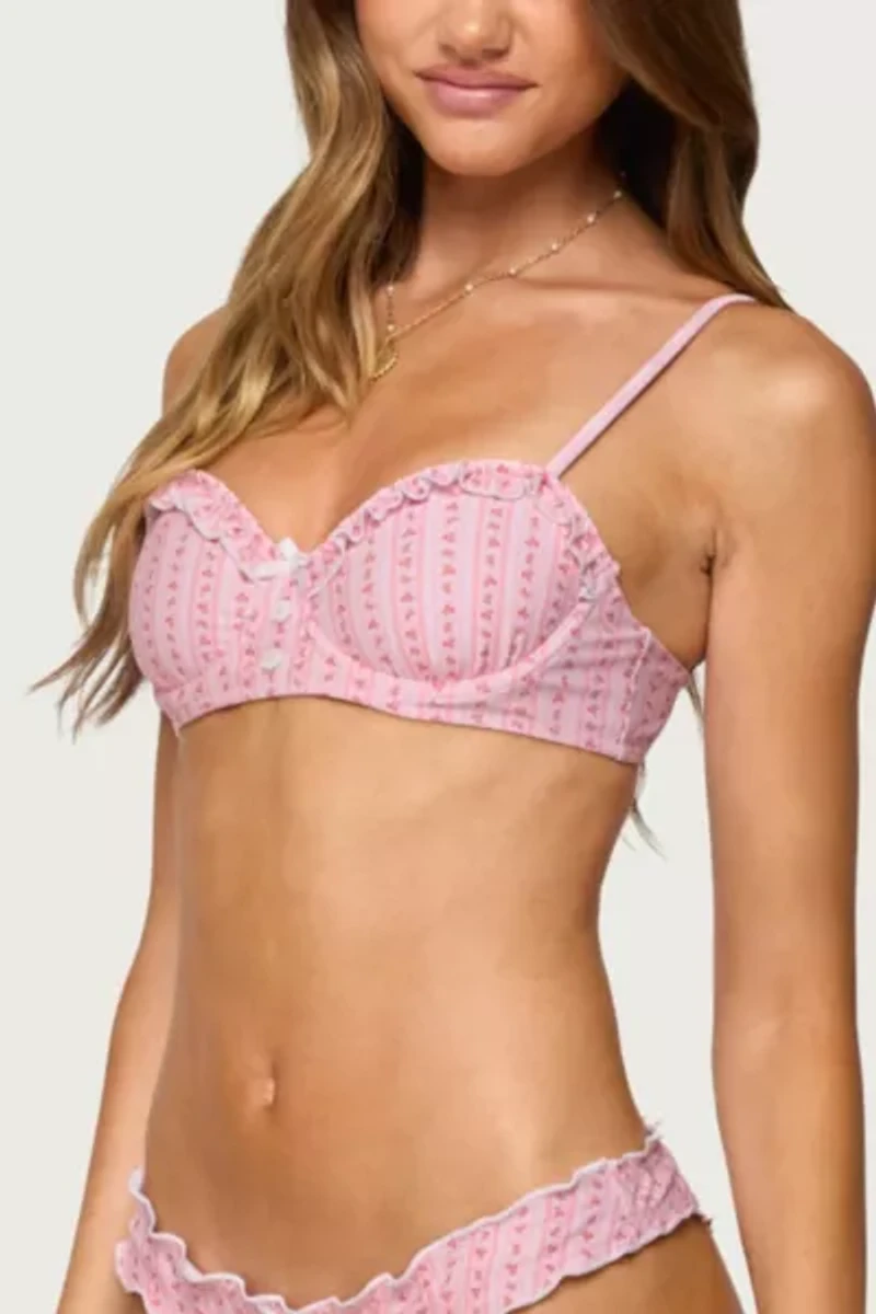 Edikted Pip Striped Ruffle Cupped Bikini Top