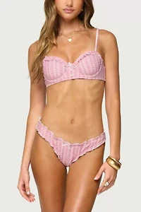Edikted Pip Striped Ruffle Cupped Bikini Top