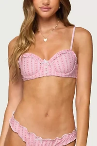 Edikted Pip Striped Ruffle Cupped Bikini Top