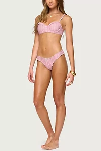 Edikted Pip Striped Ruffle Edge Bikini Bottom