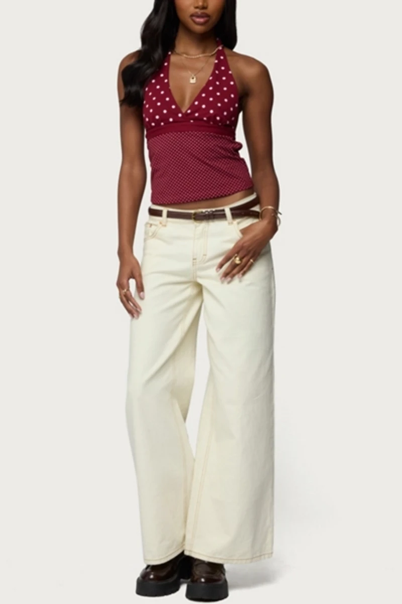 Edikted Ginny Mixed Polka Dot Halter Top