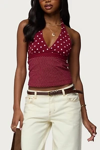 Edikted Ginny Mixed Polka Dot Halter Top