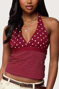 Edikted Ginny Mixed Polka Dot Halter Top