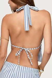 Edikted Macey Striped Split Front Backless Top