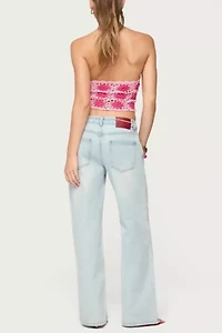 Edikted Contrast Floral Crochet Halter Top