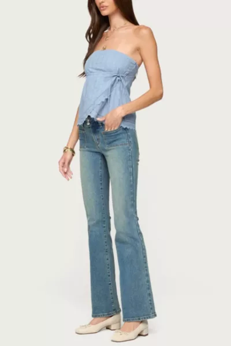 Edikted Narnie Striped Strapless Wrap Top