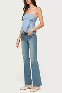 Edikted Narnie Striped Strapless Wrap Top