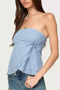 Edikted Narnie Striped Strapless Wrap Top