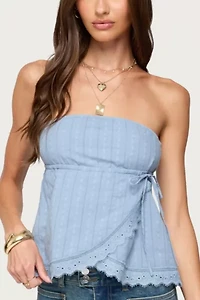 Edikted Narnie Striped Strapless Wrap Top