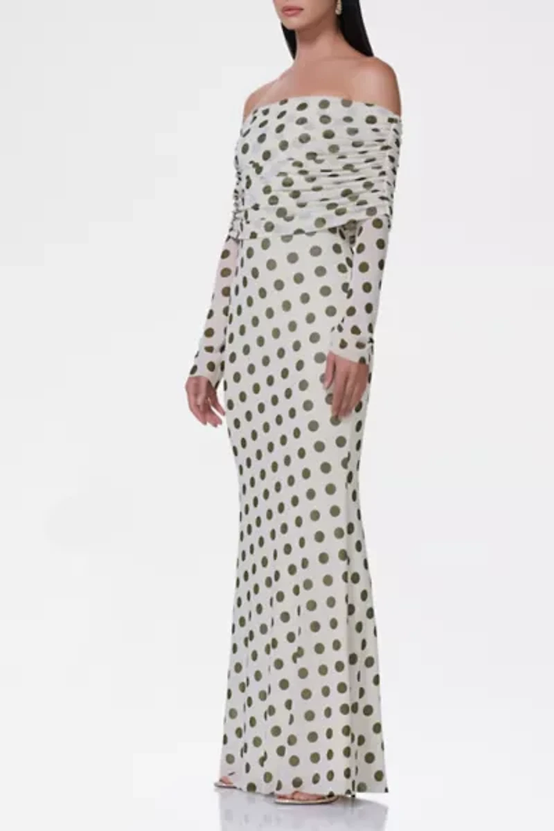 AFRM Thelma Mesh Off-The-Shoulder Long Sleeve Maxi Dress