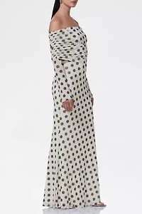 AFRM Thelma Mesh Off-The-Shoulder Long Sleeve Maxi Dress