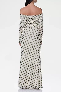 AFRM Thelma Mesh Off-The-Shoulder Long Sleeve Maxi Dress