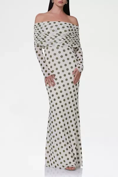 AFRM Thelma Mesh Off-The-Shoulder Long Sleeve Maxi Dress