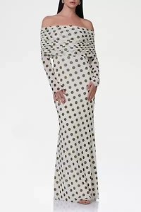 AFRM Thelma Mesh Off-The-Shoulder Long Sleeve Maxi Dress