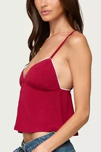 Edikted Kellyn Button Contrast Babydoll Top