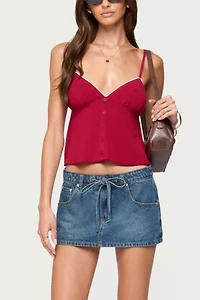 Edikted Kellyn Button Contrast Babydoll Top