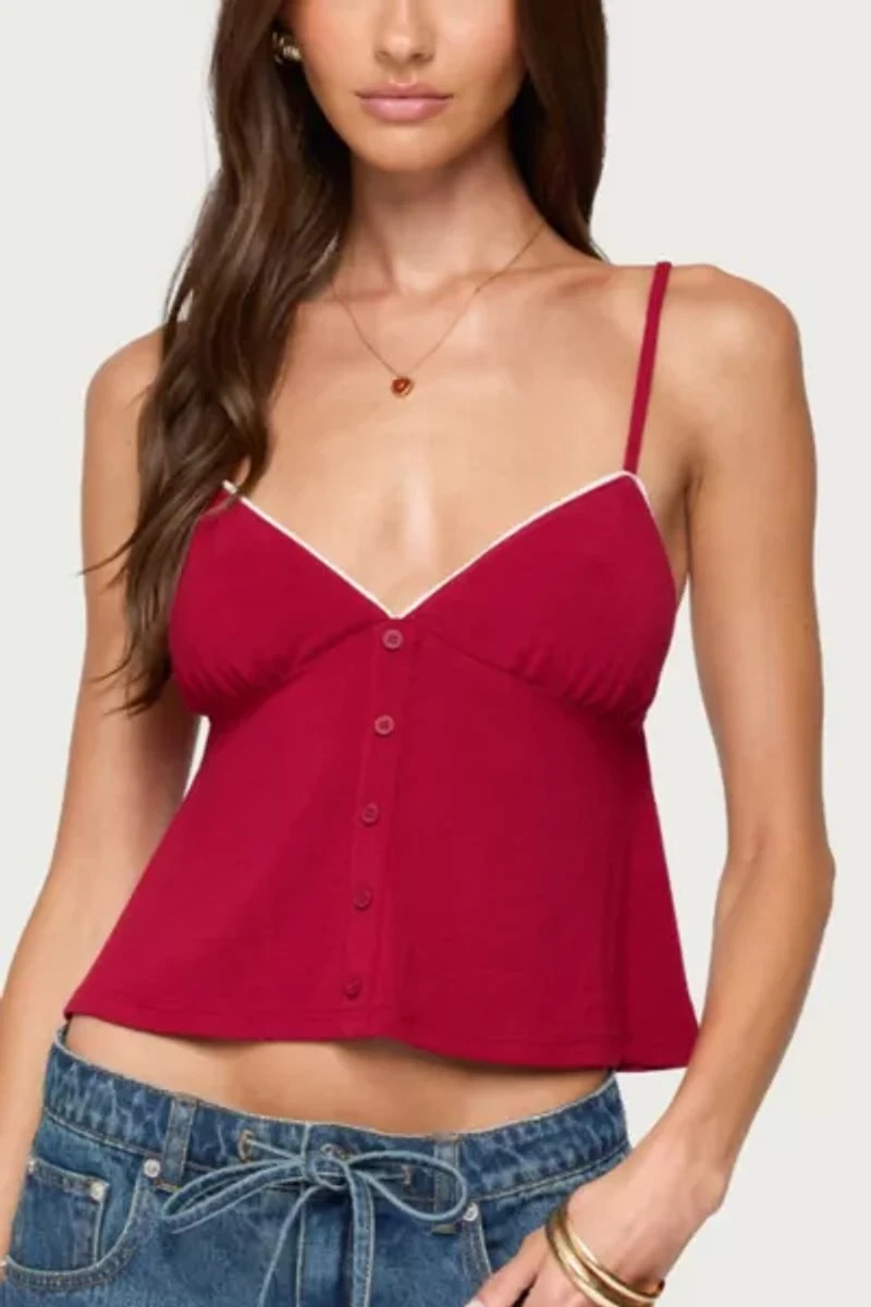 Edikted Kellyn Button Contrast Babydoll Top