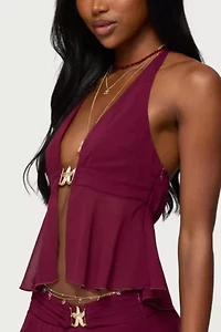 Edikted Sea Star Chiffon Split Front Top