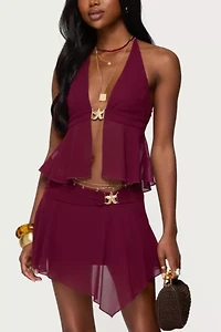 Edikted Sea Star Chiffon Split Front Top