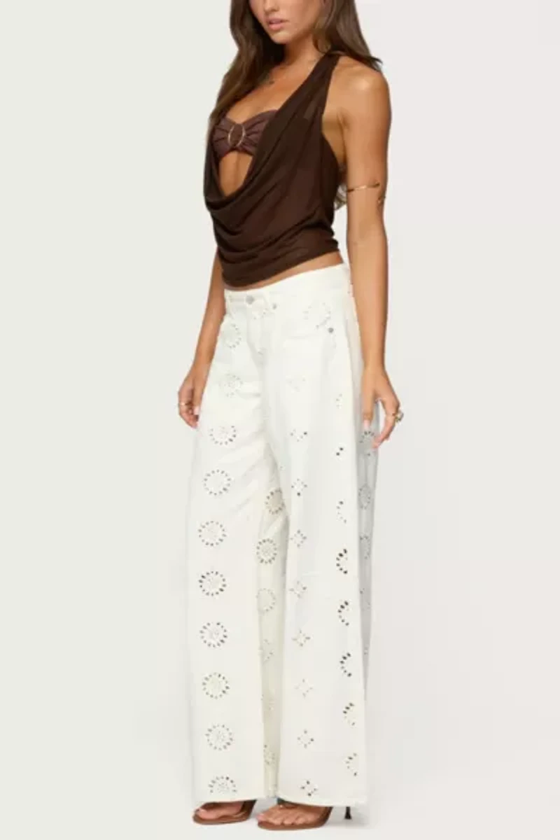 Edikted Eyelet Low Rise Wide Leg Jeans