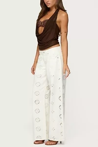 Edikted Eyelet Low Rise Wide Leg Jeans