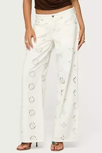 Edikted Eyelet Low Rise Wide Leg Jeans