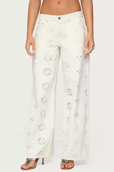 Edikted Eyelet Low Rise Wide Leg Jeans