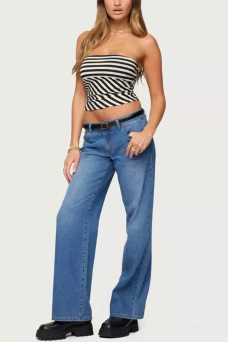 Edikted Nikoletta Straight Leg Low Rise Jeans