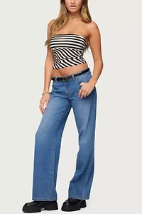 Edikted Nikoletta Straight Leg Low Rise Jeans