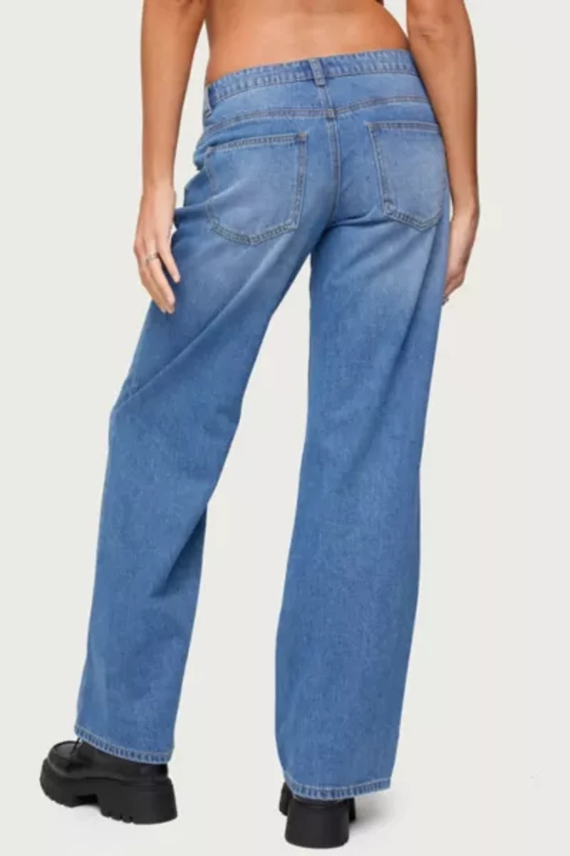 Edikted Nikoletta Straight Leg Low Rise Jeans