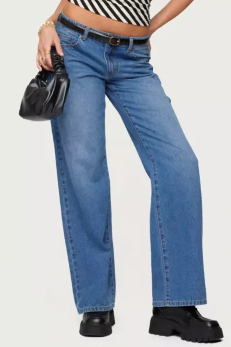 Edikted Nikoletta Straight Leg Low Rise Jeans