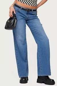 Edikted Nikoletta Straight Leg Low Rise Jeans