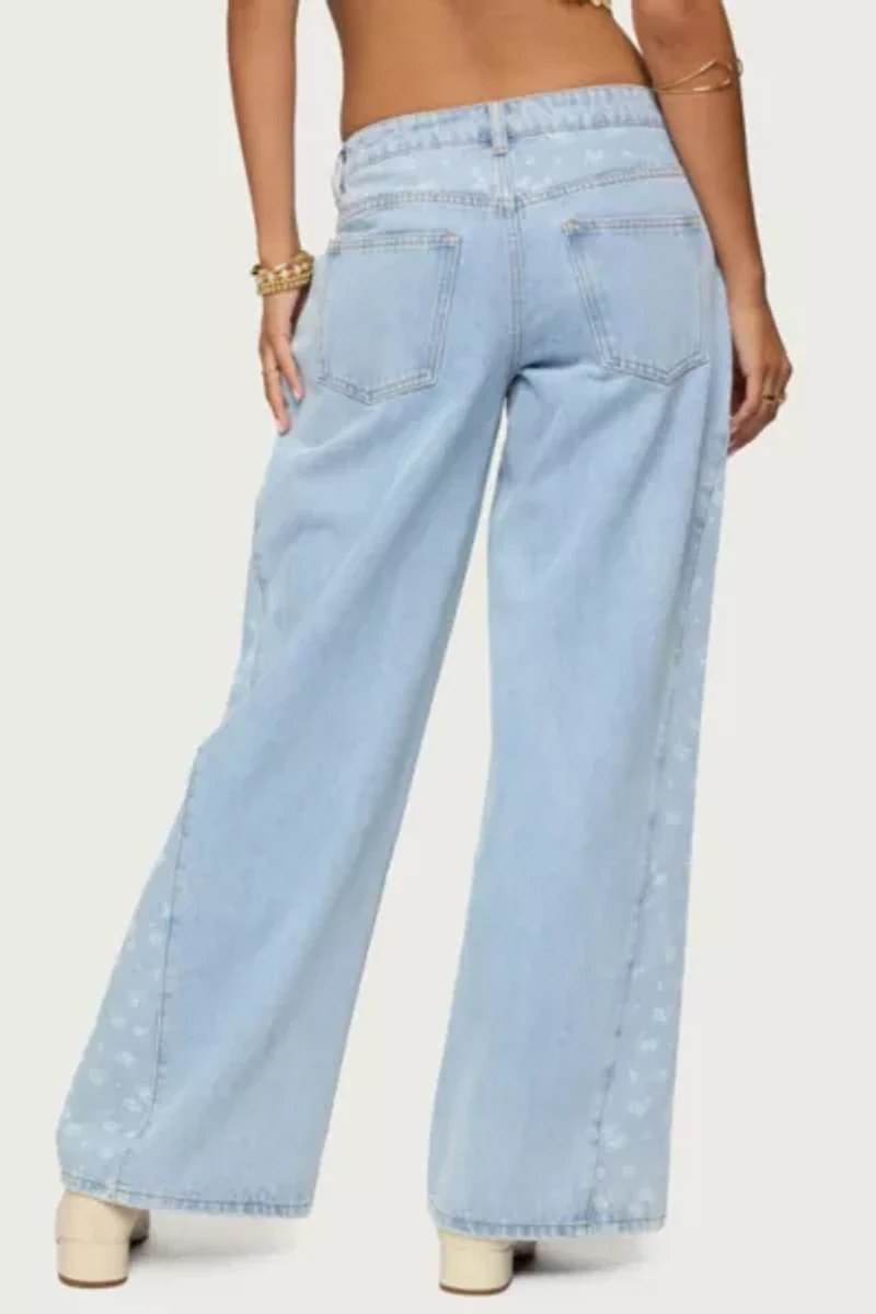 Edikted Floral Split Low Rise Jeans
