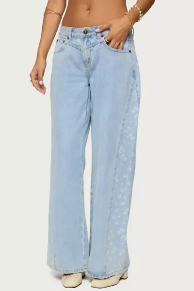Edikted Floral Split Low Rise Jeans