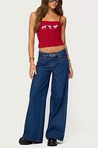 Edikted Edie Belt Detail Low Rise Jeans
