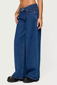 Edikted Edie Belt Detail Low Rise Jeans
