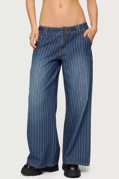 Edikted Petite Cory Striped Low Rise Jeans