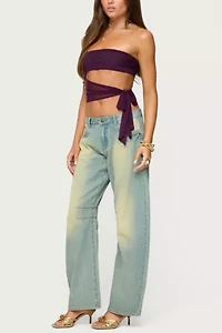 Edikted Cayden Low Rise Washed Barrel Jeans