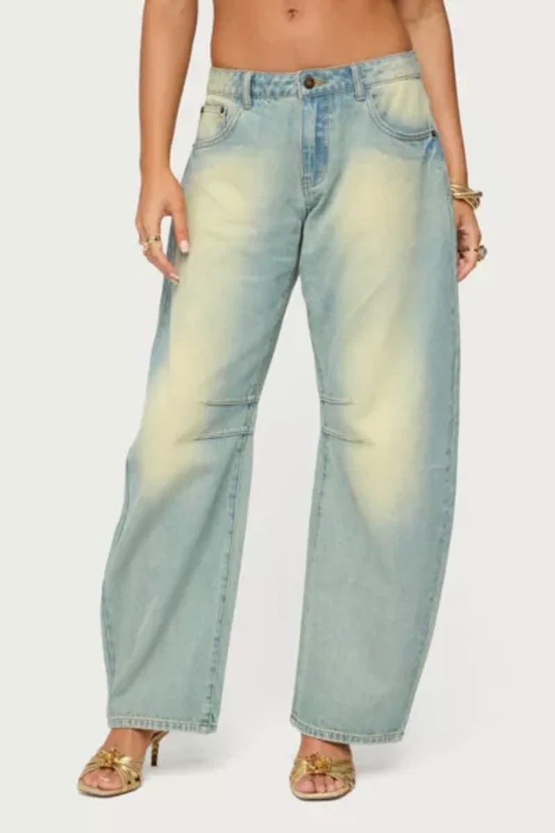 Edikted Cayden Low Rise Washed Barrel Jeans