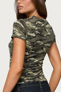 Edikted Nika Camo Cowboys T Shirt