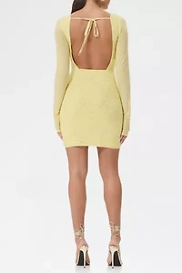 AFRM Tulah Buttercup Rhinestone Mesh Open-Back Mini Dress