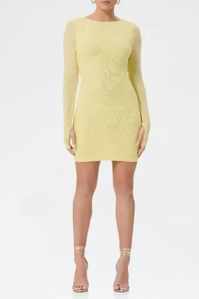 AFRM Tulah Buttercup Rhinestone Mesh Open-Back Mini Dress
