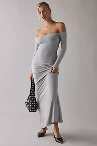 AFRM Mickey Long Sleeve Off-The-Shoulder Maxi Dress